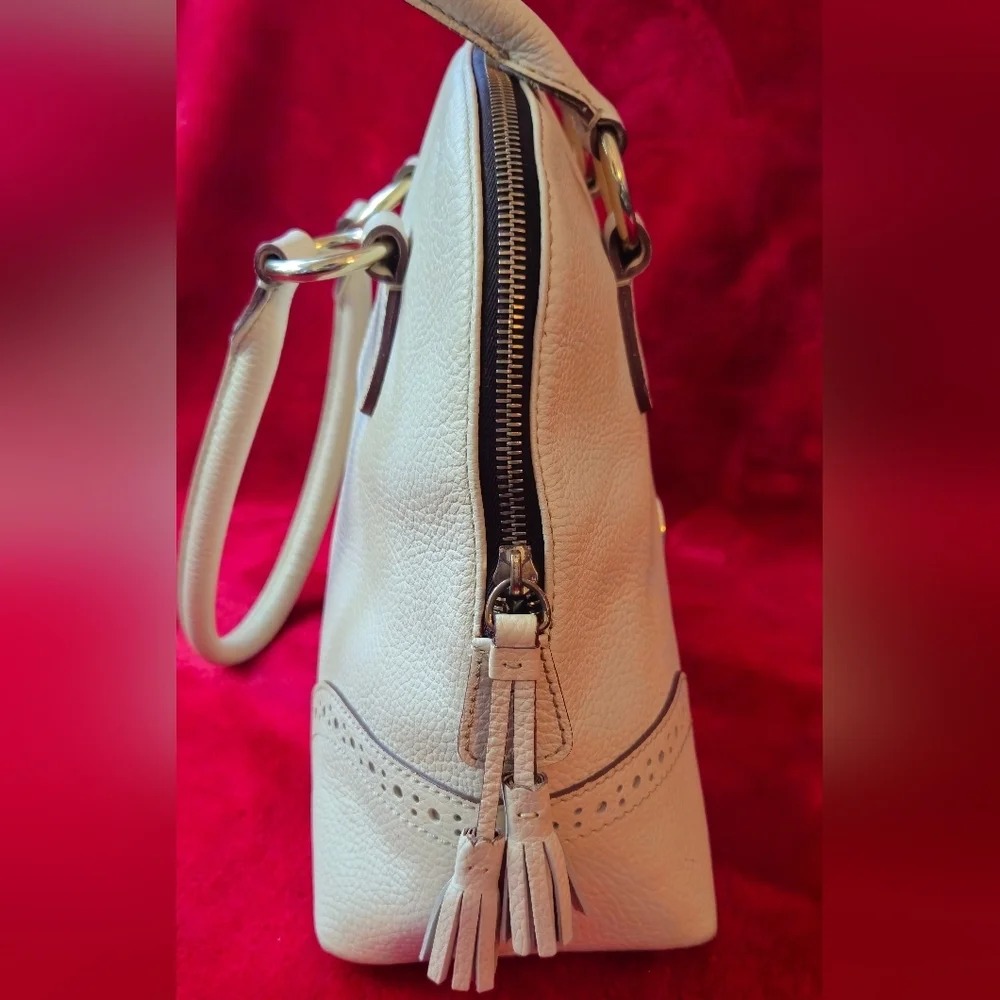 Dooney & Bourke Cream Leather Satchel - Picture 11 of 16